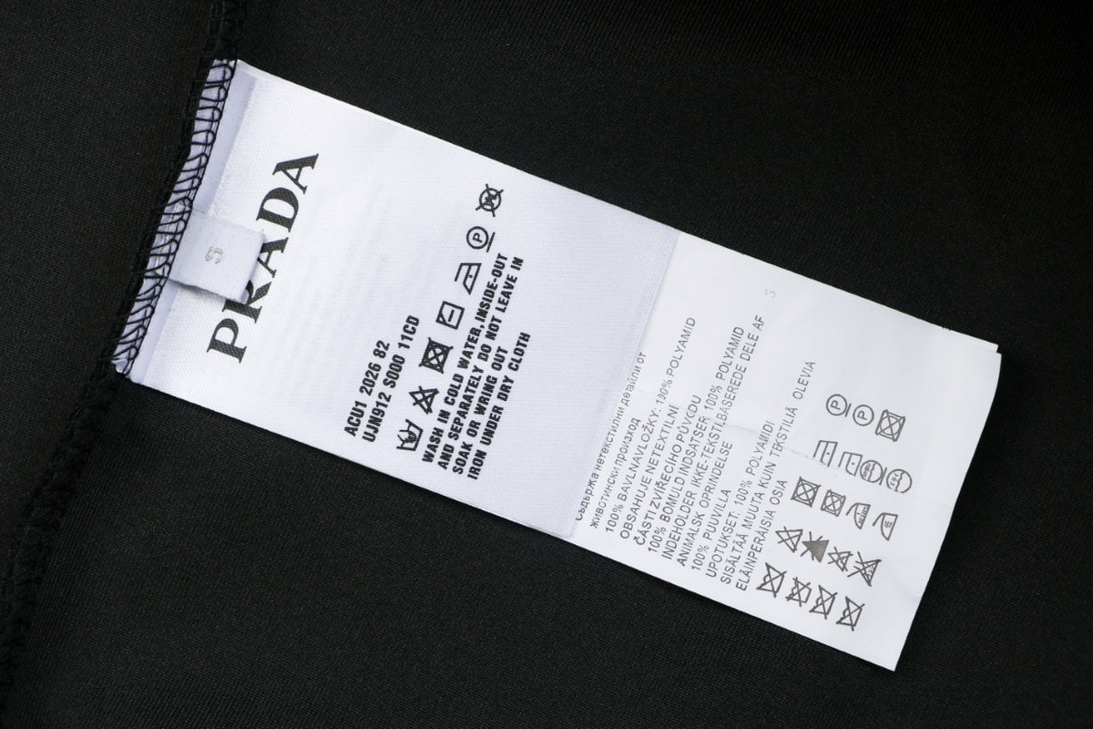 Prada Nylon Patch Triangle Logo Crewneck Sweatshirt Black