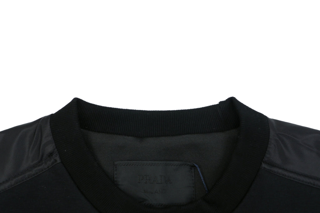 Prada Sleeve Zip Pocket Triangle Logo Crewneck Sweatshirt Black