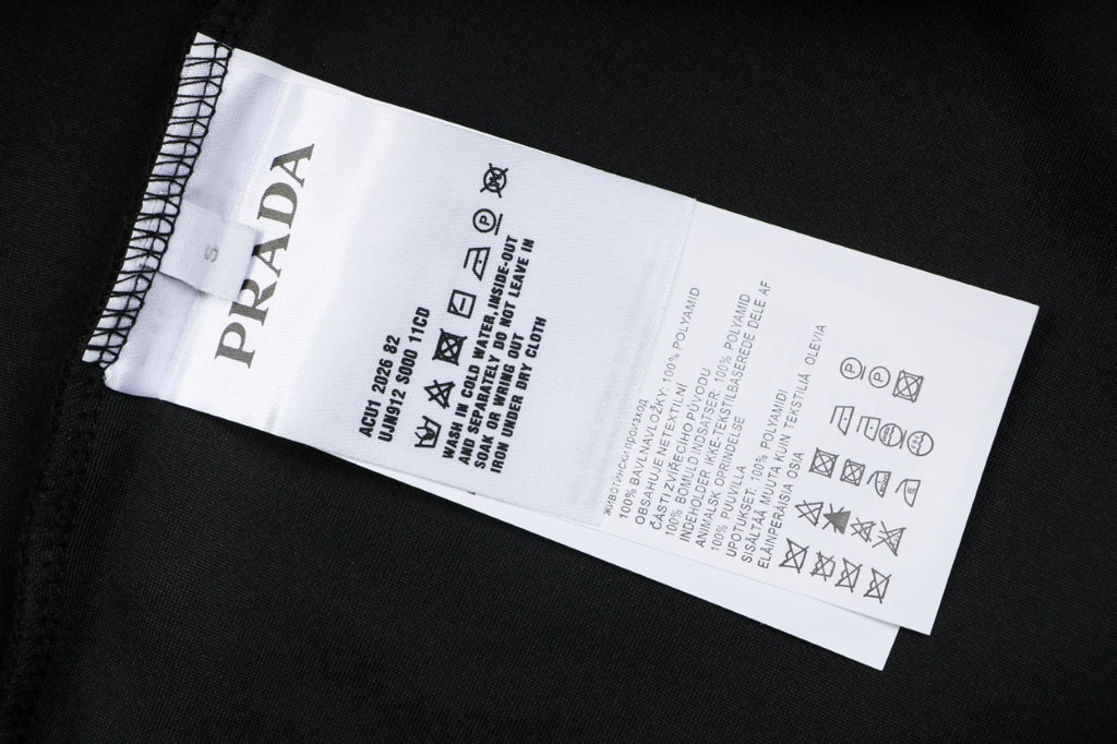 Prada Sleeve Zip Pocket Triangle Logo Crewneck Sweatshirt Black
