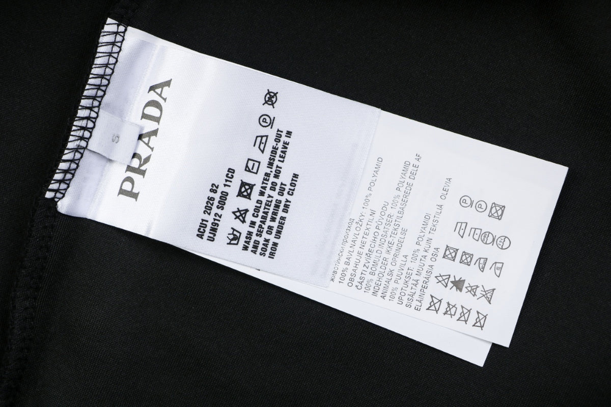 Prada Sleeve Zip Pocket Triangle Logo Crewneck Sweatshirt Black