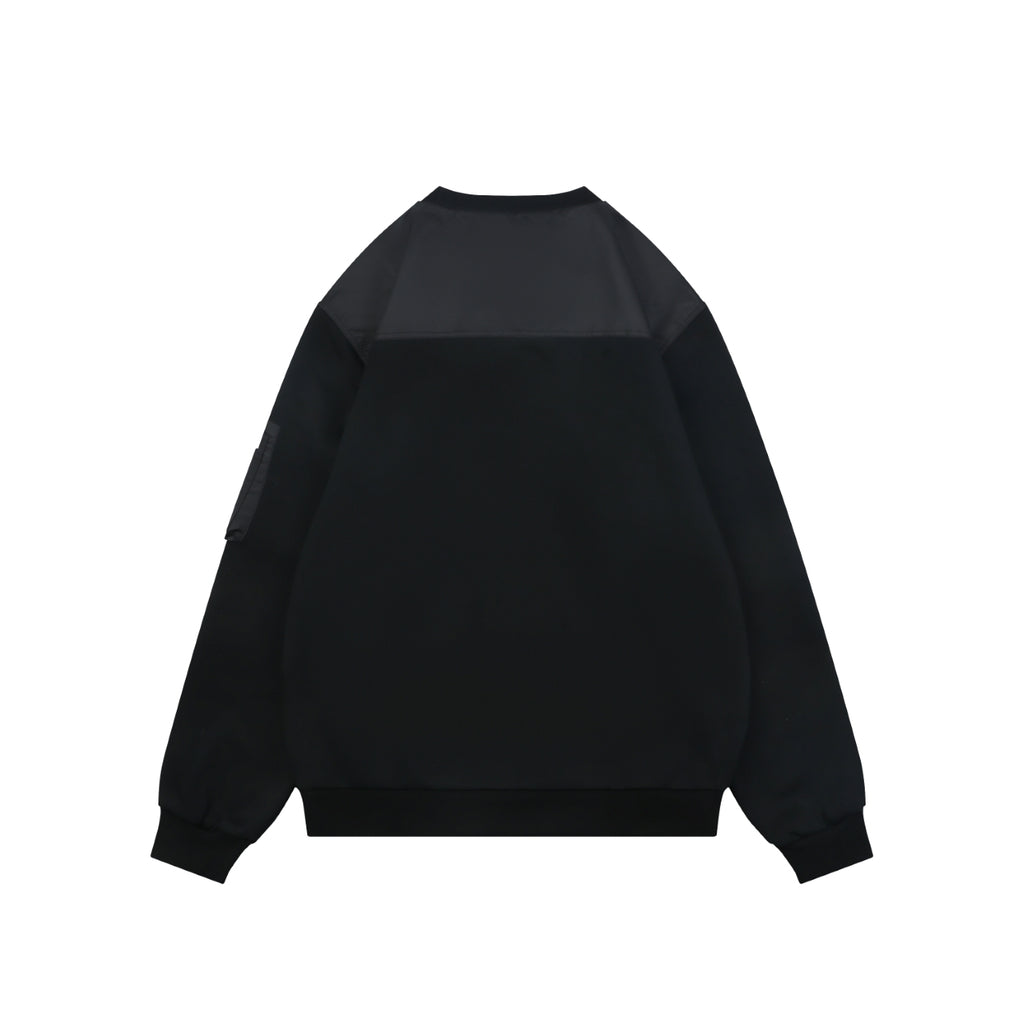 Prada Sleeve Zip Pocket Triangle Logo Crewneck Sweatshirt Black