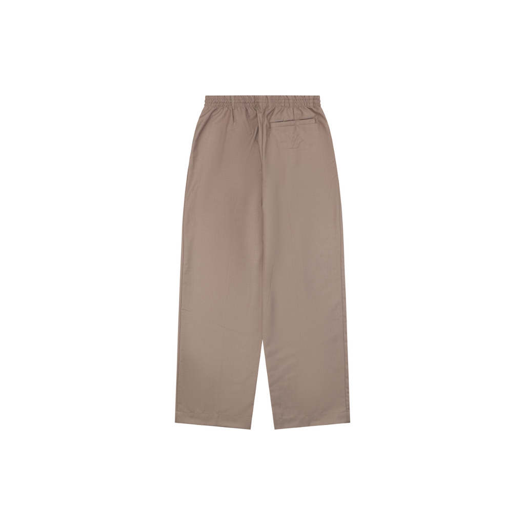 Louis Vuitton Tonal Monogram Jacquard Wool Straight-Leg Trousers Taupe