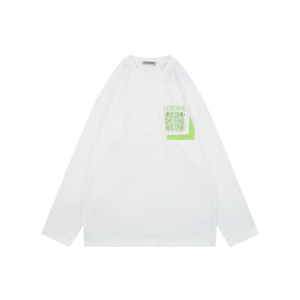 Loewe Border Anagram Embroidered Long Sleeve Tee White