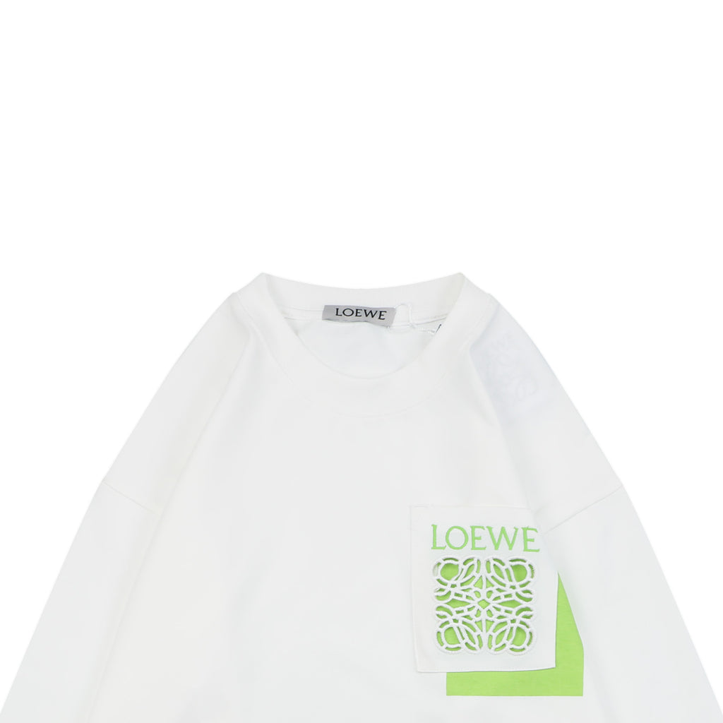 Loewe Border Anagram Embroidered Long Sleeve Tee White