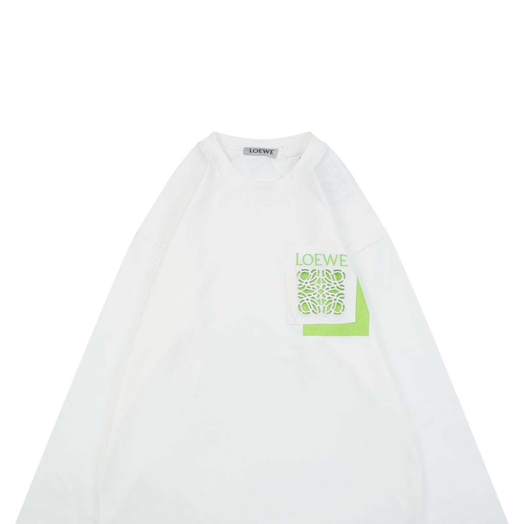 Loewe Border Anagram Embroidered Long Sleeve Tee White