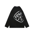 Prada Graffiti Shield Logo Print Long Sleeve Tee Black