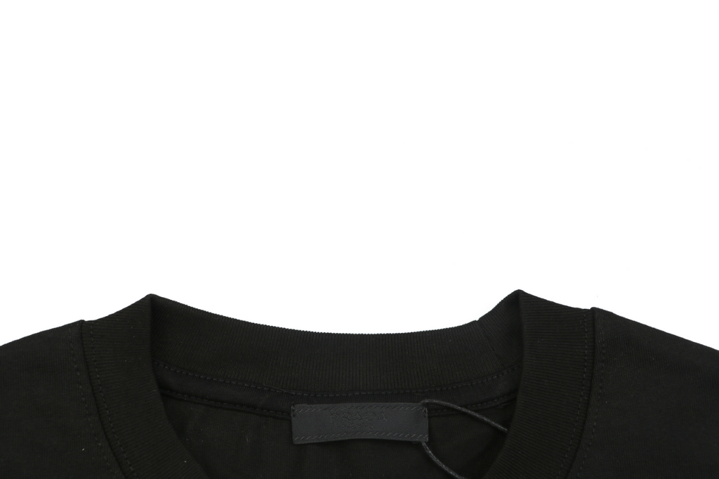 Prada Graffiti Shield Logo Print Long Sleeve Tee Black