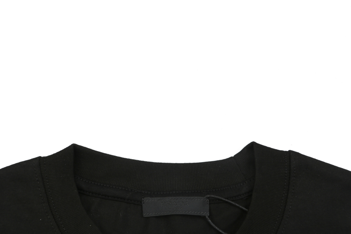 Prada Graffiti Shield Logo Print Long Sleeve Tee Black