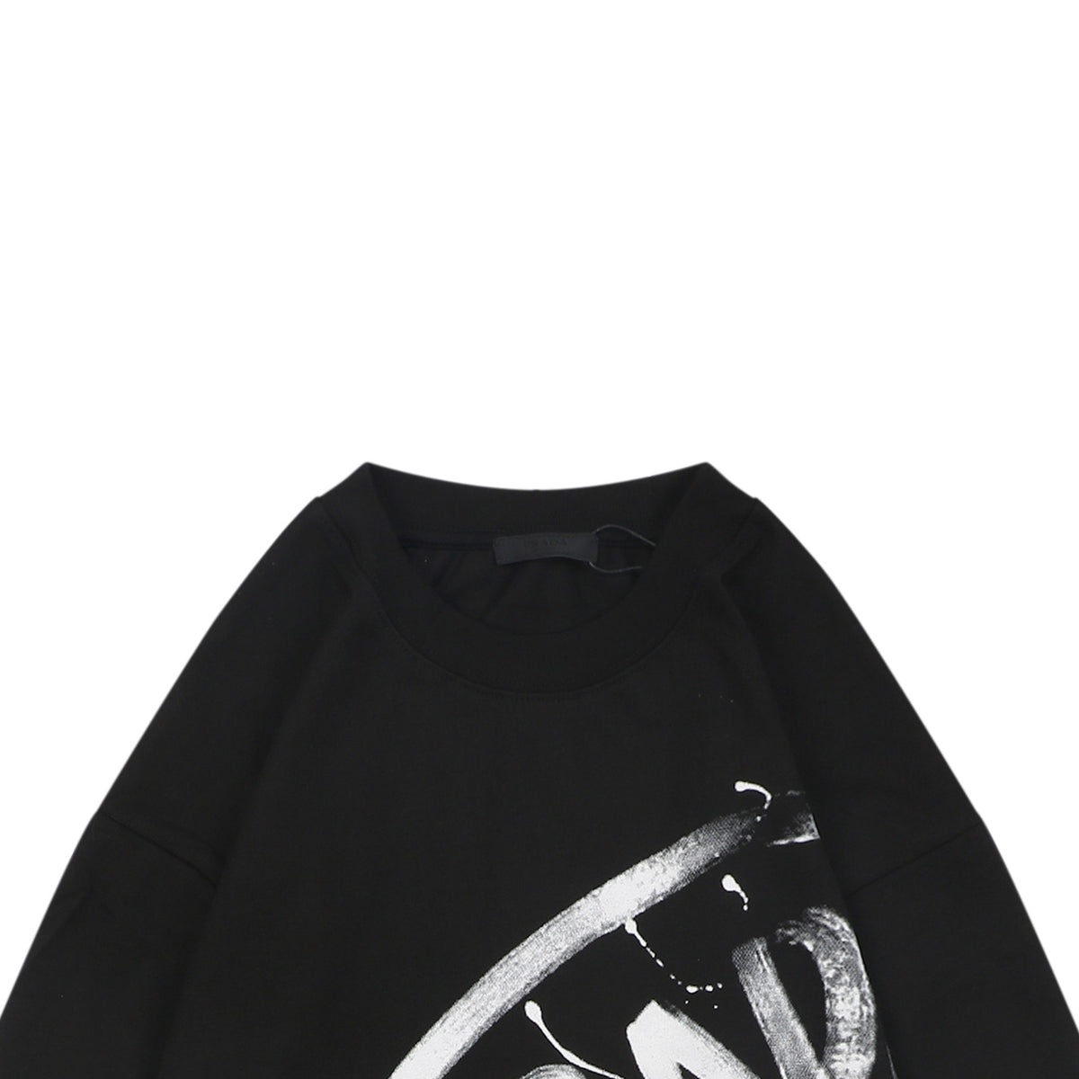 Prada Graffiti Shield Logo Print Long Sleeve Tee Black