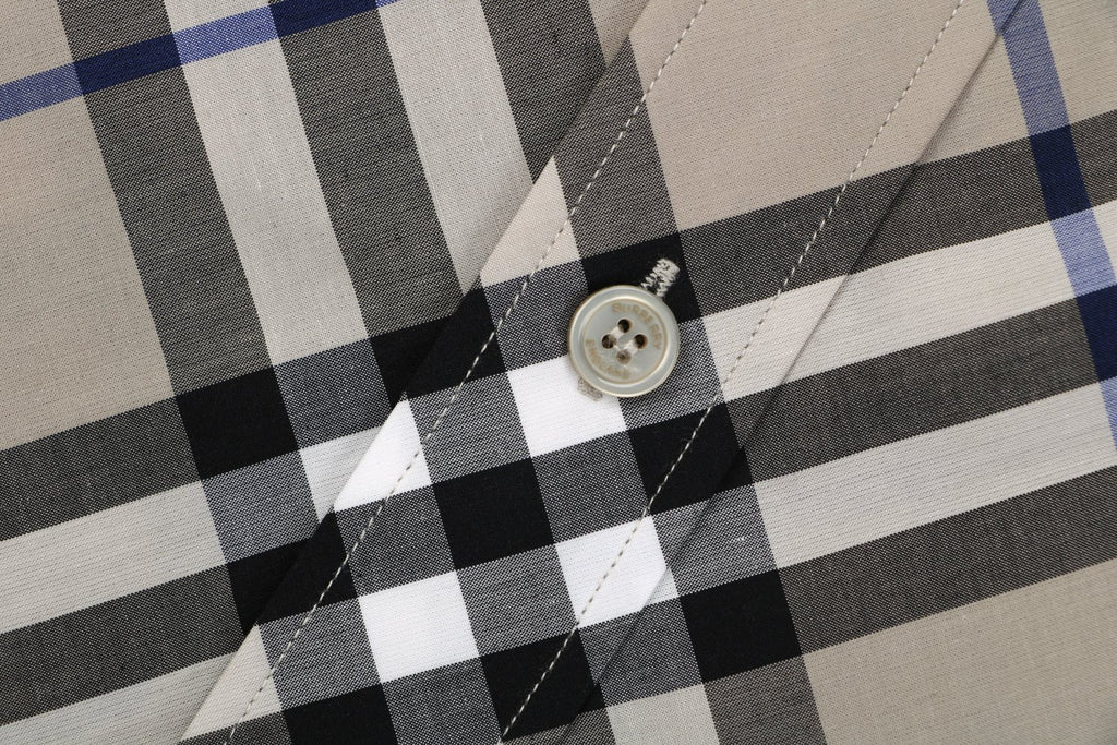 Burberry Diagonal House Check Long Sleeve Shirt Grey Taupe