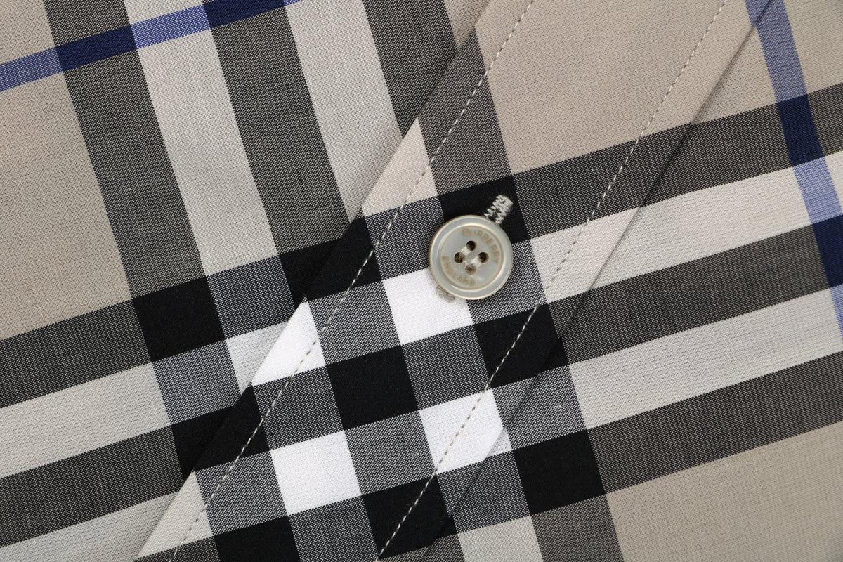 Burberry Diagonal House Check Long Sleeve Shirt Grey Taupe
