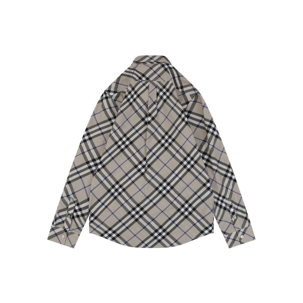 Burberry Diagonal House Check Long Sleeve Shirt Grey Taupe