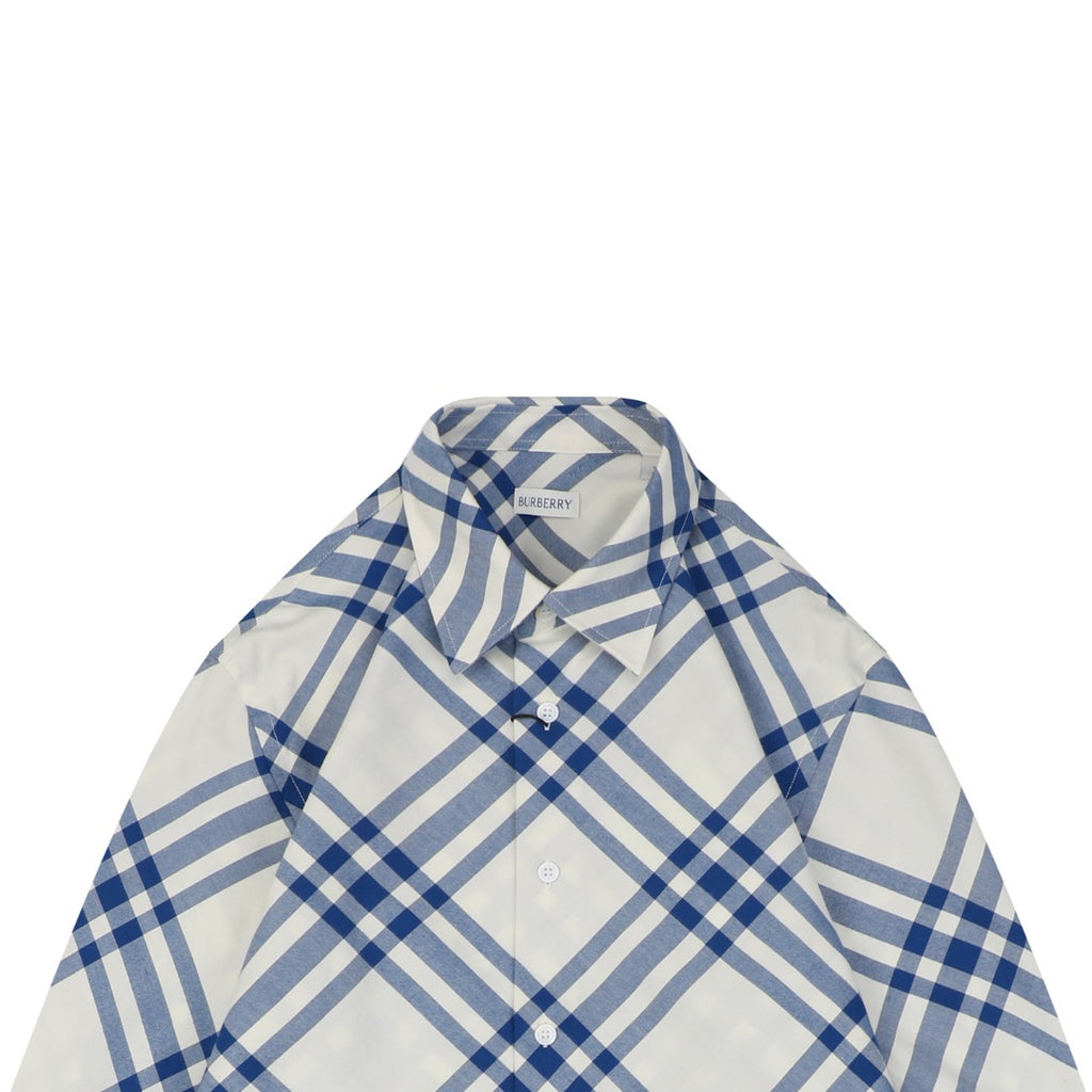 Burberry Diagonal House Check Long Sleeve Shirt Blue White
