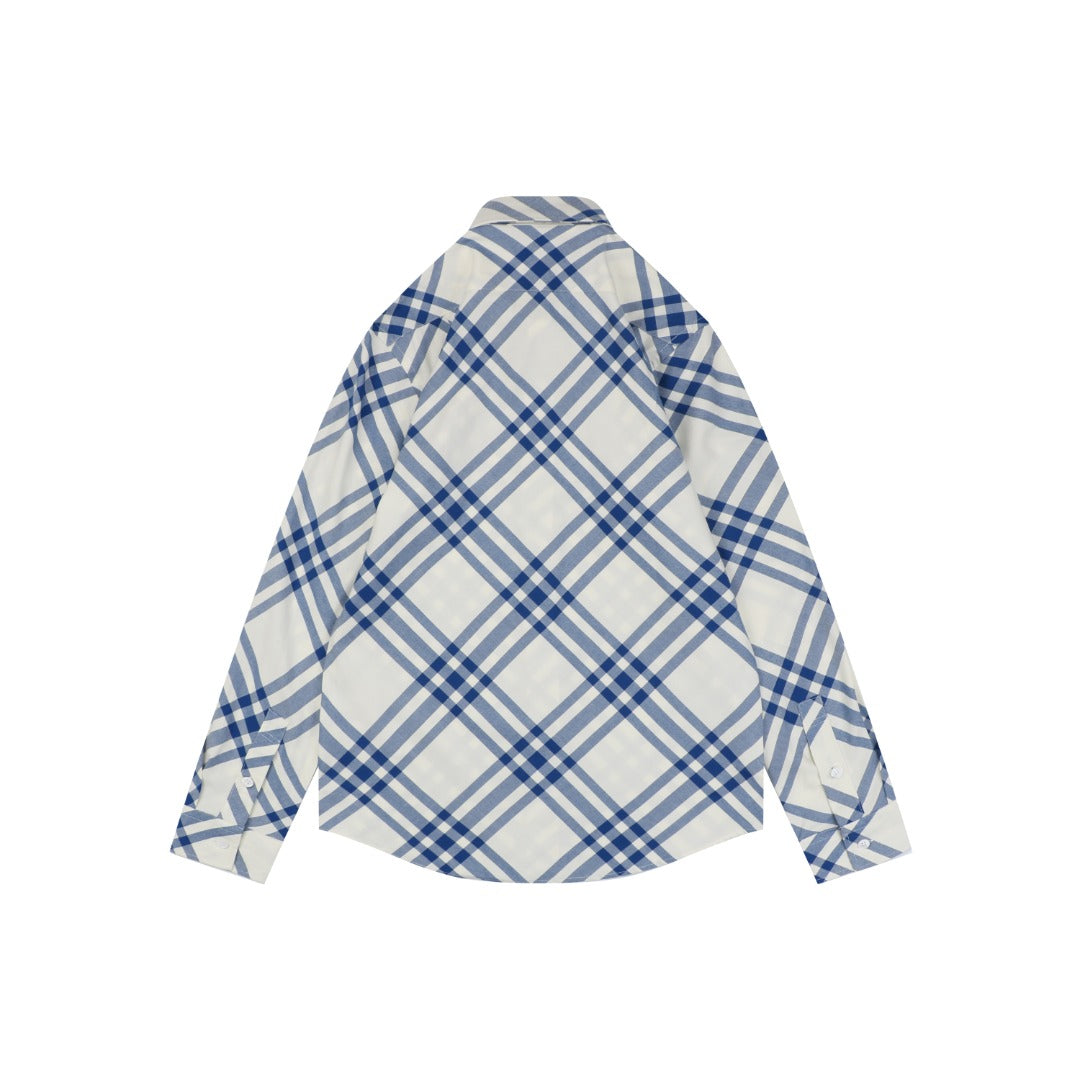 Burberry Diagonal House Check Long Sleeve Shirt Blue White
