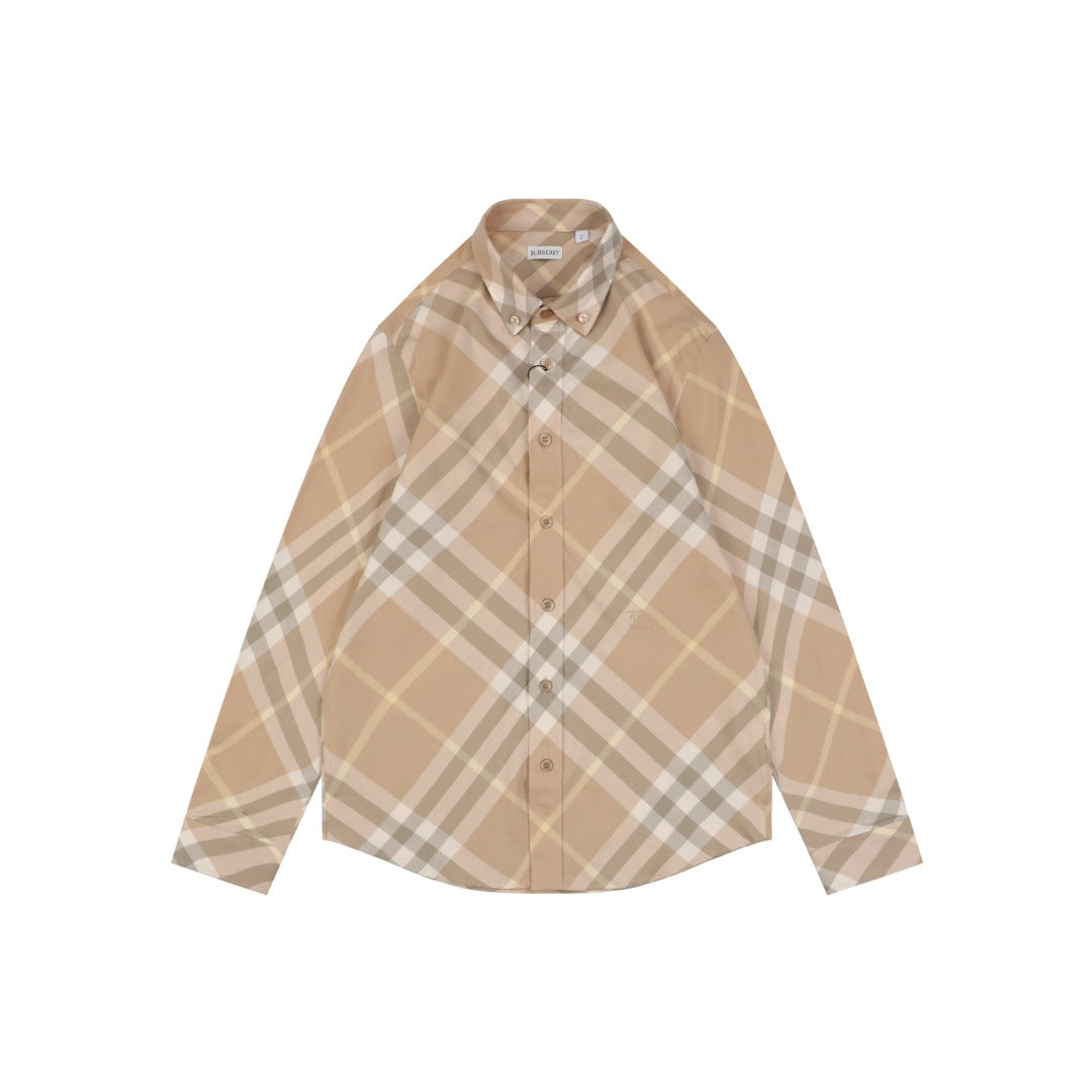 Burberry Diagonal House Check Long Sleeve Shirt Light Camel