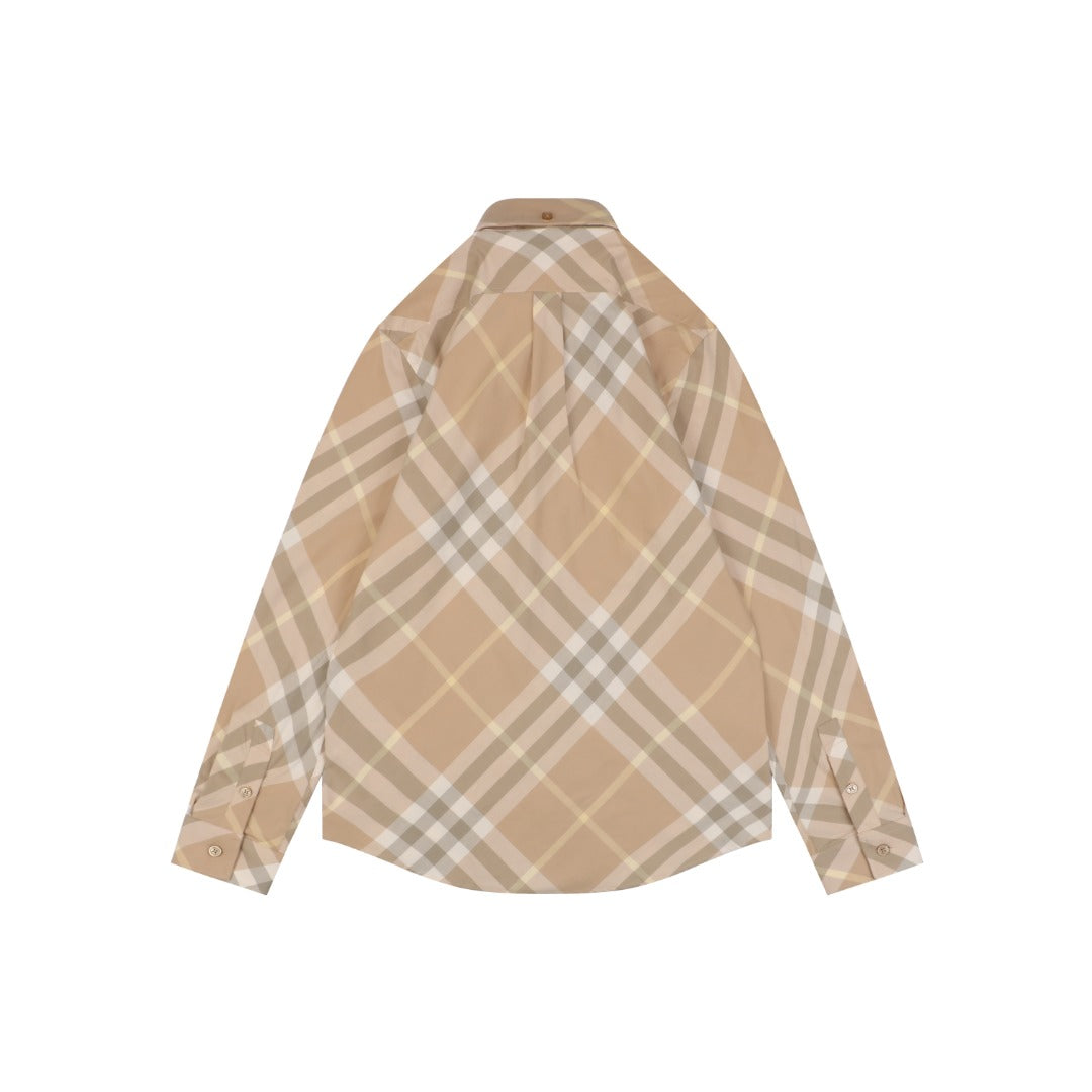 Burberry Diagonal House Check Long Sleeve Shirt Light Camel