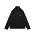 Prada Black Nylon Shirt Jacket with Pocket Triangle Logo and Button Closure