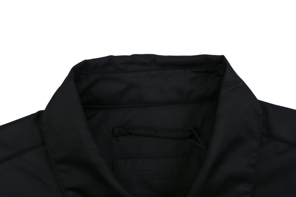 Prada Black Nylon Shirt Jacket with Pocket Triangle Logo and Button Closure