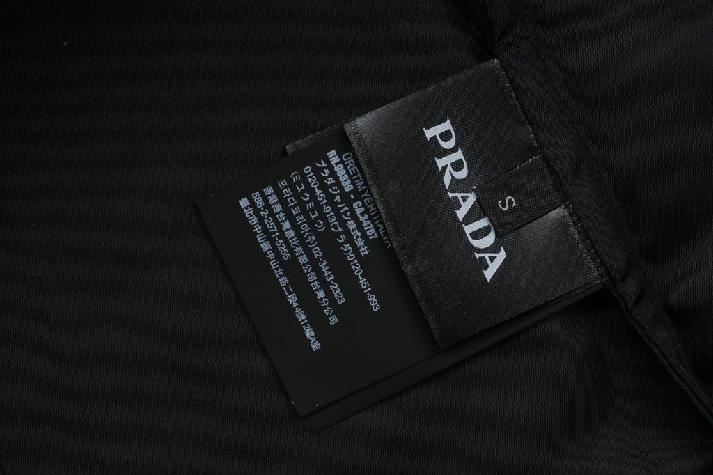 Prada Black Nylon Shirt Jacket with Pocket Triangle Logo and Button Closure