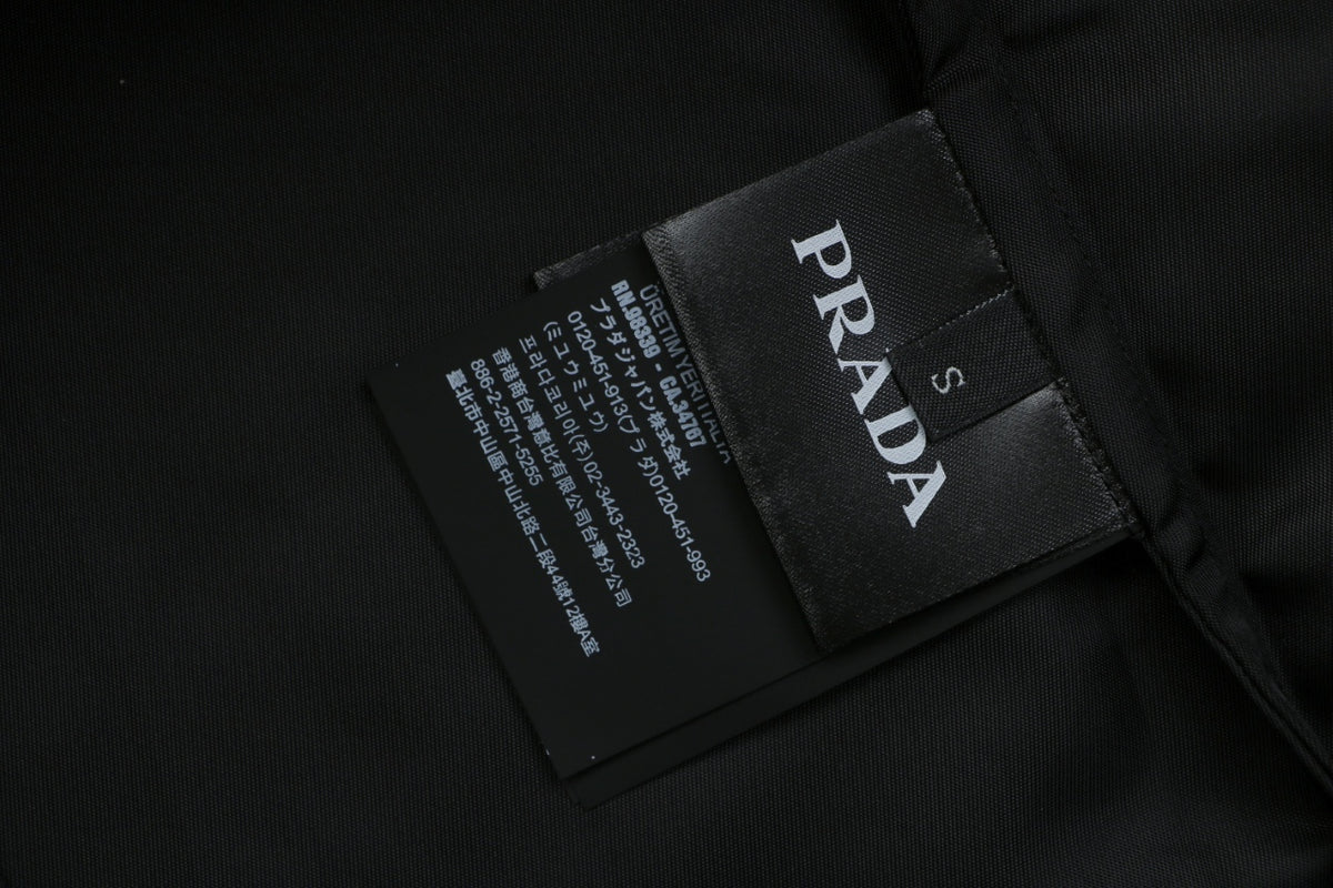 Prada Black Nylon Shirt Jacket with Pocket Triangle Logo and Button Closure