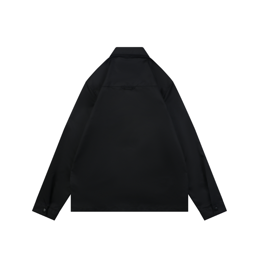 Prada Black Nylon Shirt Jacket with Pocket Triangle Logo and Button Closure