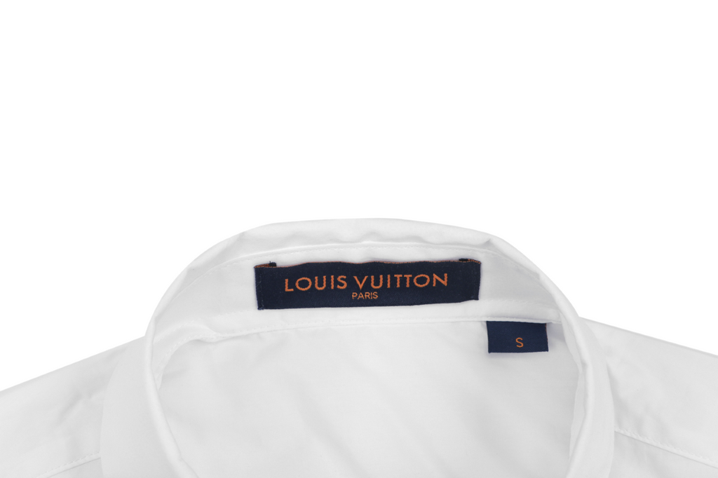 Louis Vuitton White Monogram Signature Lettering Long-Sleeve Shirt