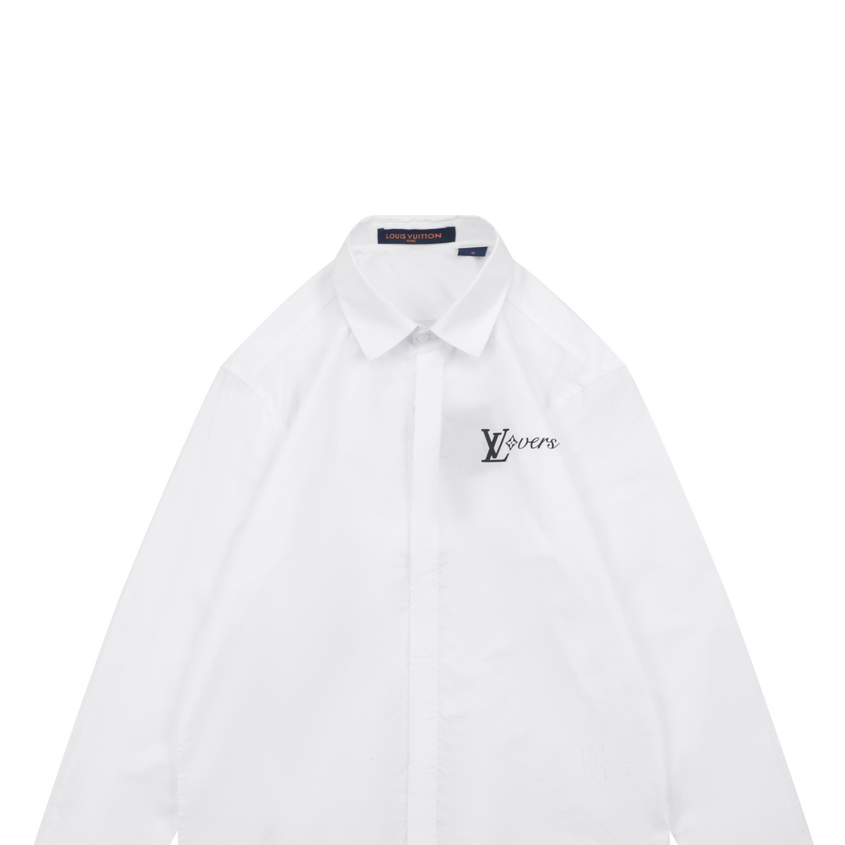 Louis Vuitton White Monogram Signature Lettering Long-Sleeve Shirt