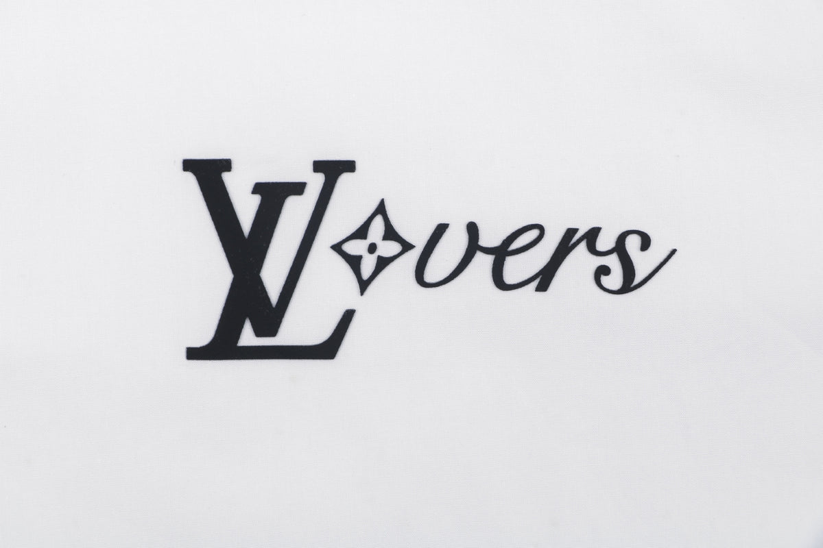 Louis Vuitton White Monogram Signature Lettering Long-Sleeve Shirt