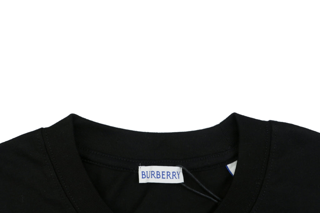 Burberry Black Cross-Stitch Equestrian Knight Embroidered Long-Sleeve Top