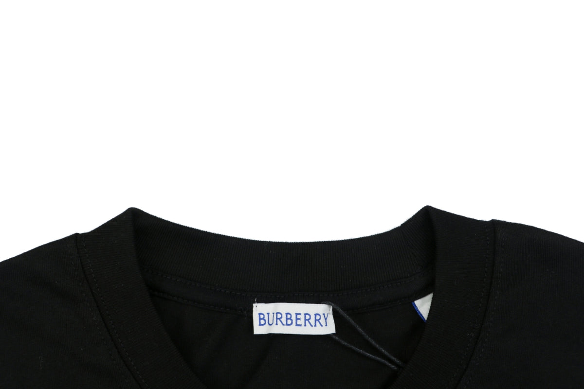 Burberry Black Cross-Stitch Equestrian Knight Embroidered Long-Sleeve Top
