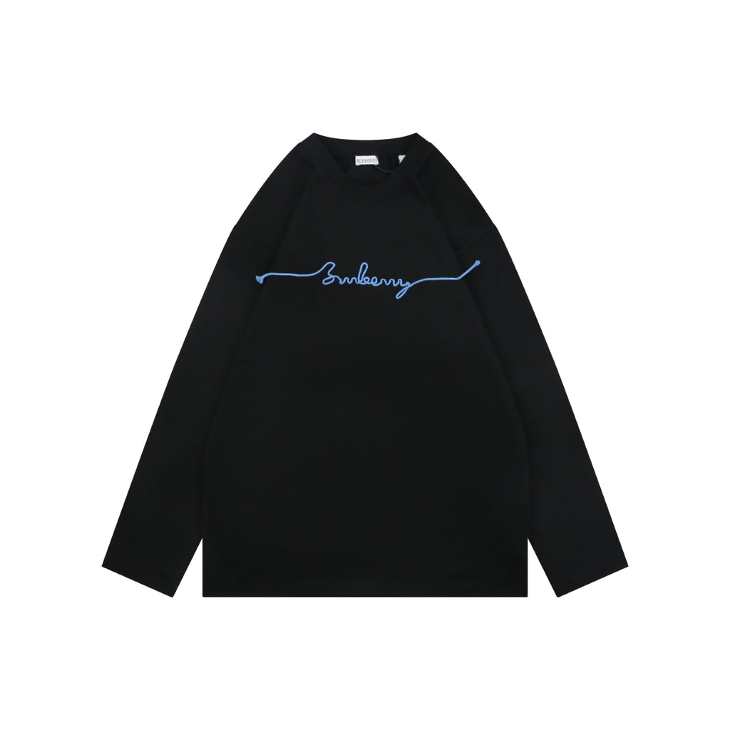 Burberry Black B Signature Rope Embroidered Long-Sleeve Top