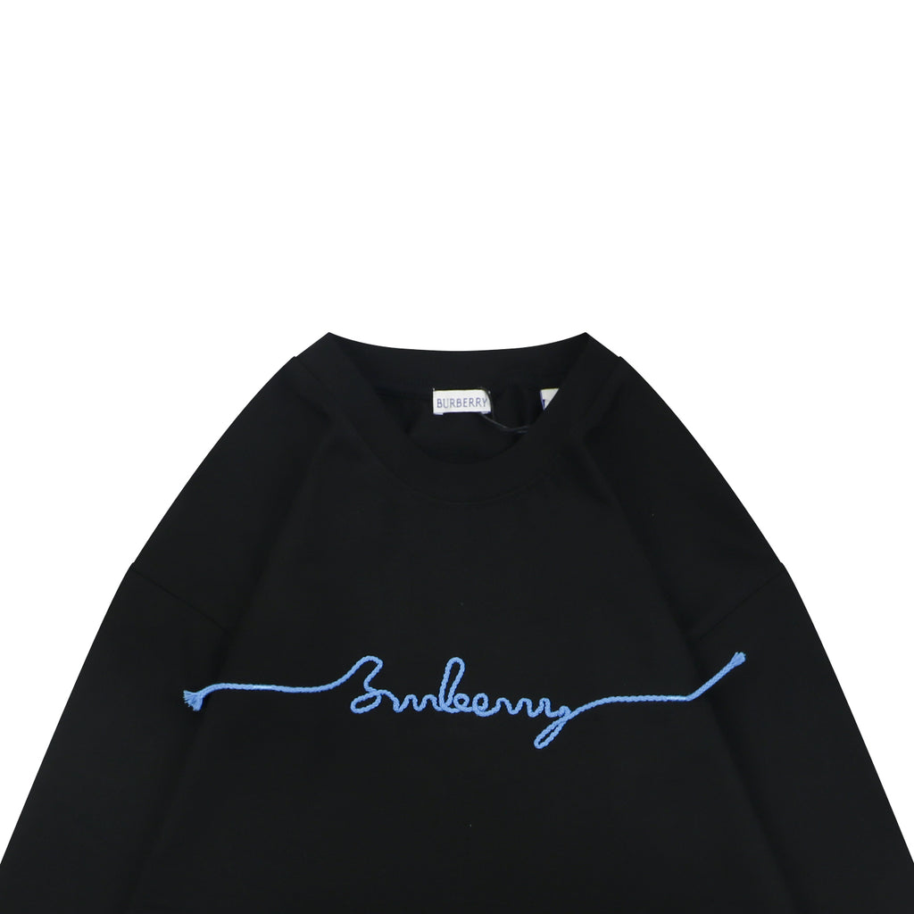 Burberry Black B Signature Rope Embroidered Long-Sleeve Top