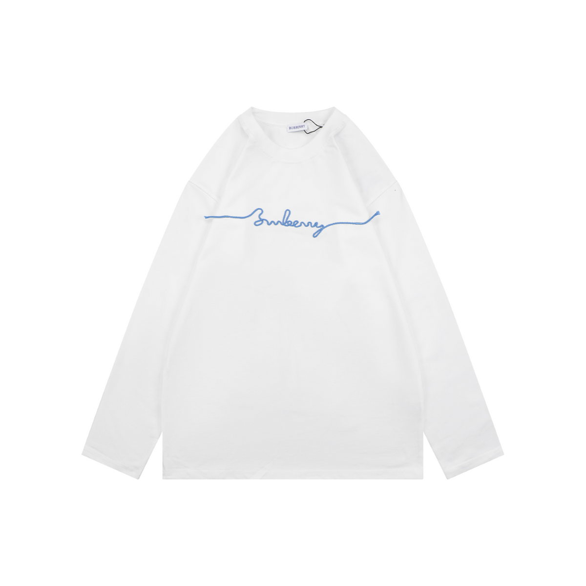 Burberry White B Signature Rope Embroidered Long-Sleeve Top
