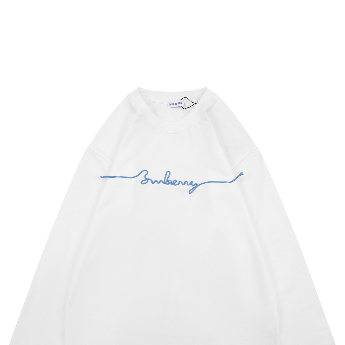 Burberry White B Signature Rope Embroidered Long-Sleeve Top
