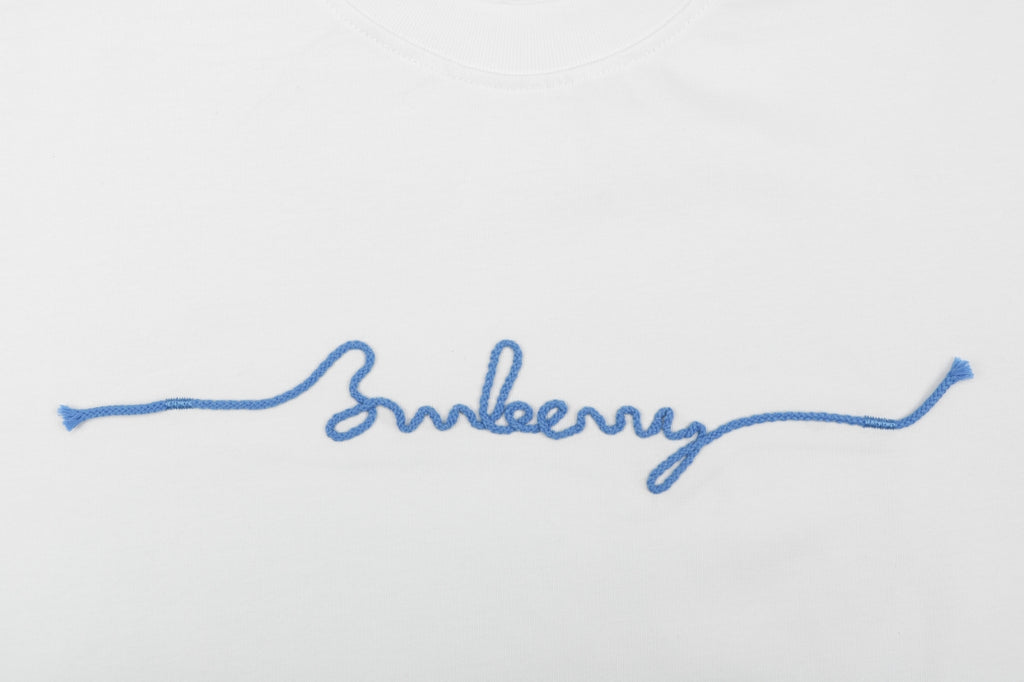 Burberry White B Signature Rope Embroidered Long-Sleeve Top