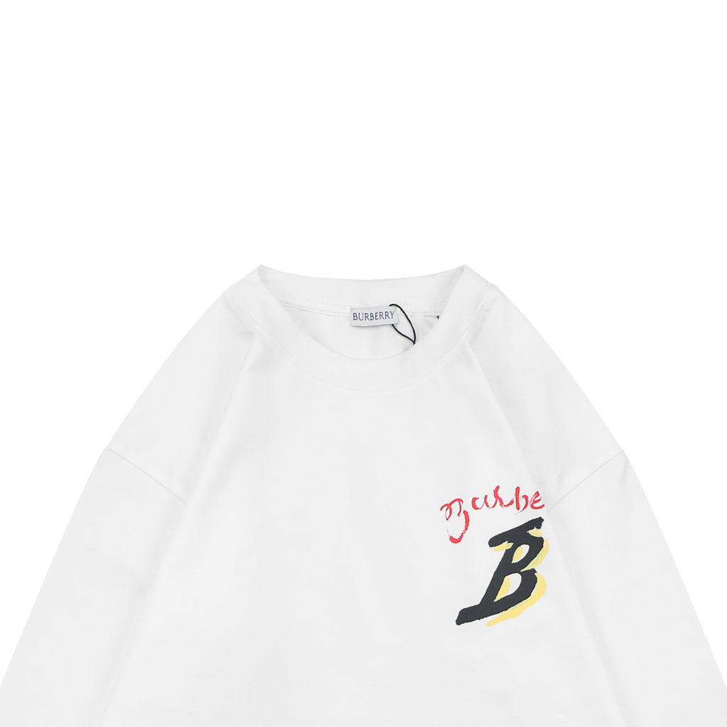 Burberry White B Signature Sailboat Print Long-Sleeve Top