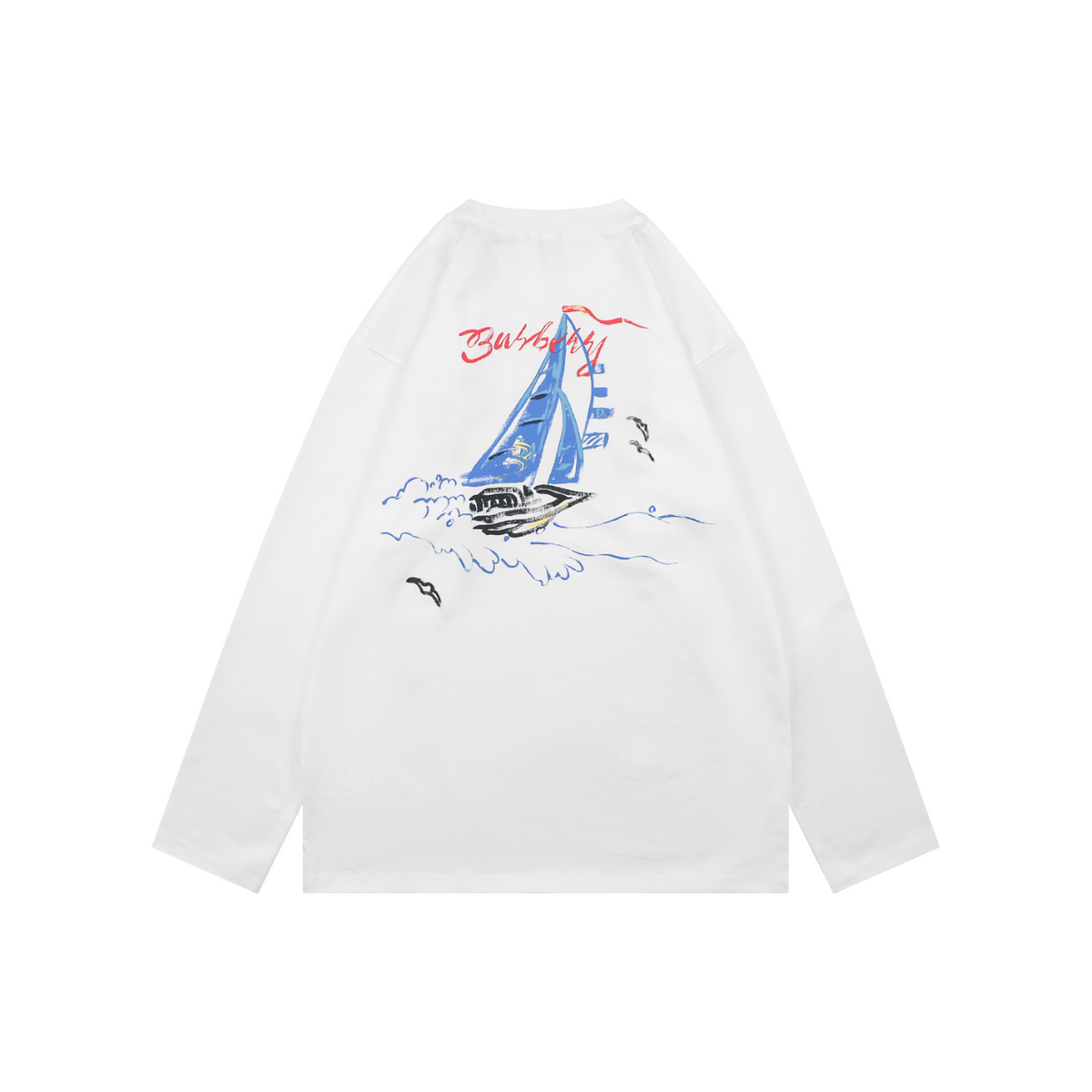 Burberry White B Signature Sailboat Print Long-Sleeve Top