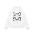 Loewe White Wave Flower Logo Print Crewneck Sweatshirt