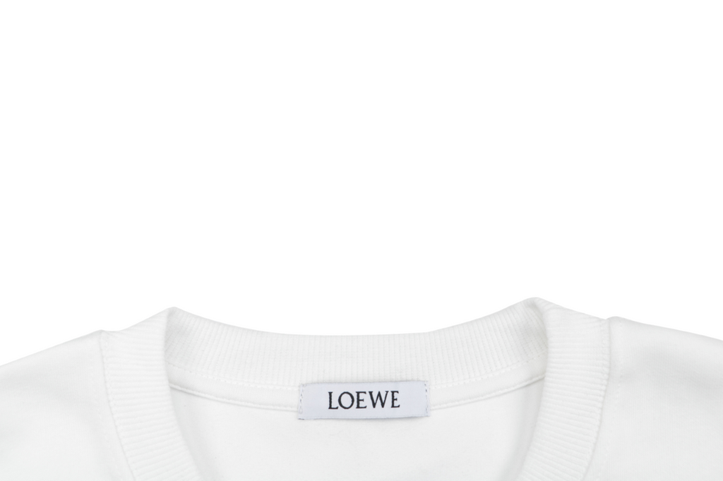 Loewe White Wave Flower Logo Print Crewneck Sweatshirt