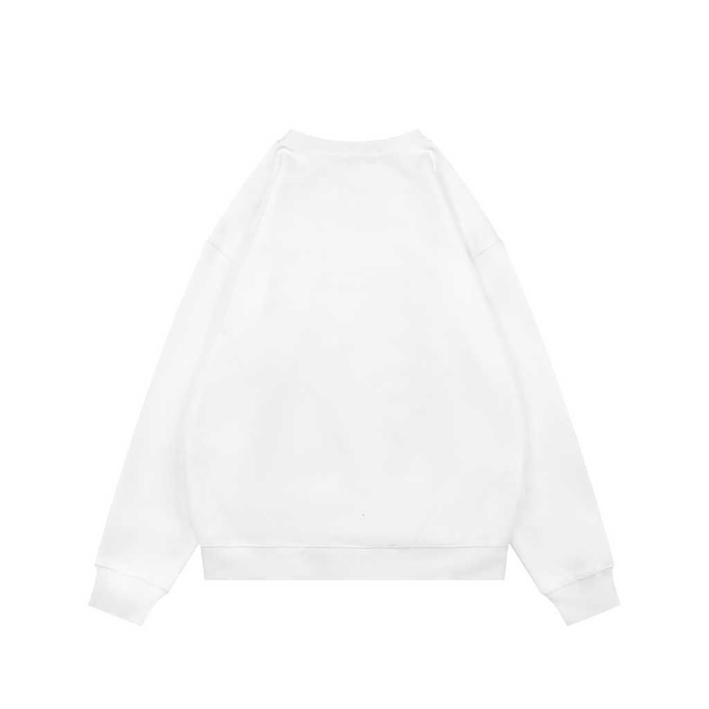 Loewe White Wave Flower Logo Print Crewneck Sweatshirt