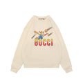 Gucci Cream Flame Baseball Girl Print Crewneck Sweatshirt