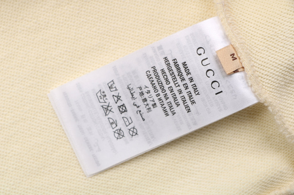 Gucci Cream Flame Baseball Girl Print Crewneck Sweatshirt