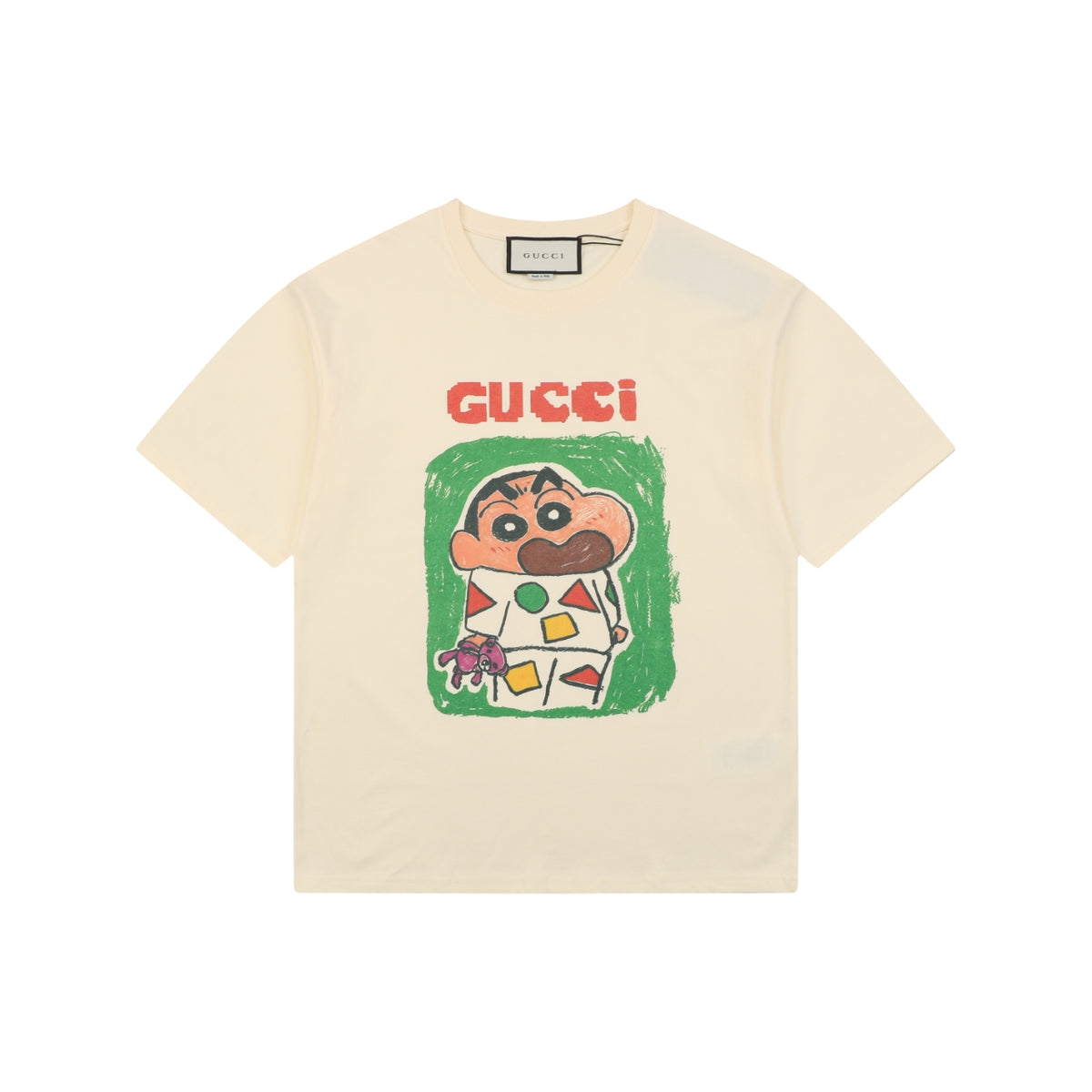 Gucci Cream Crayon Shin-chan Print Short-Sleeve Pajama T-Shirt