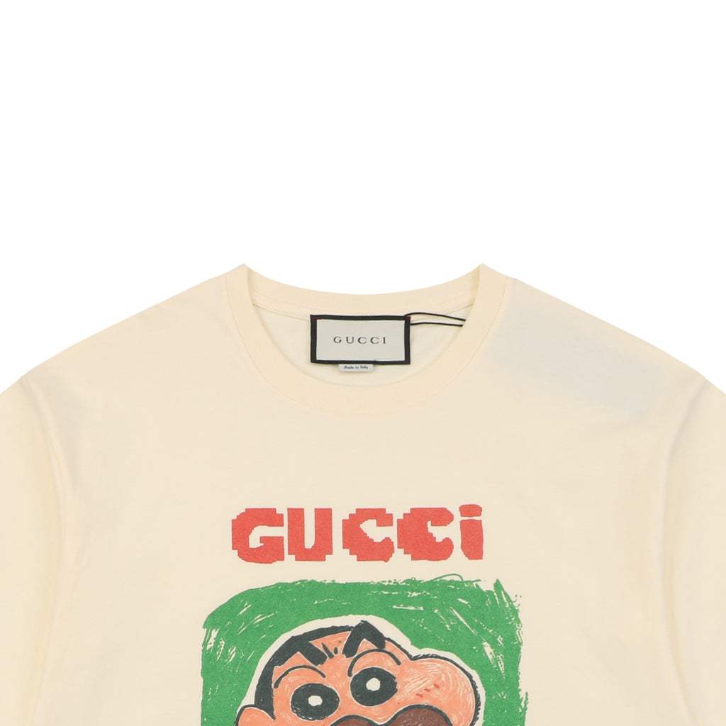 Gucci Cream Crayon Shin-chan Print Short-Sleeve Pajama T-Shirt