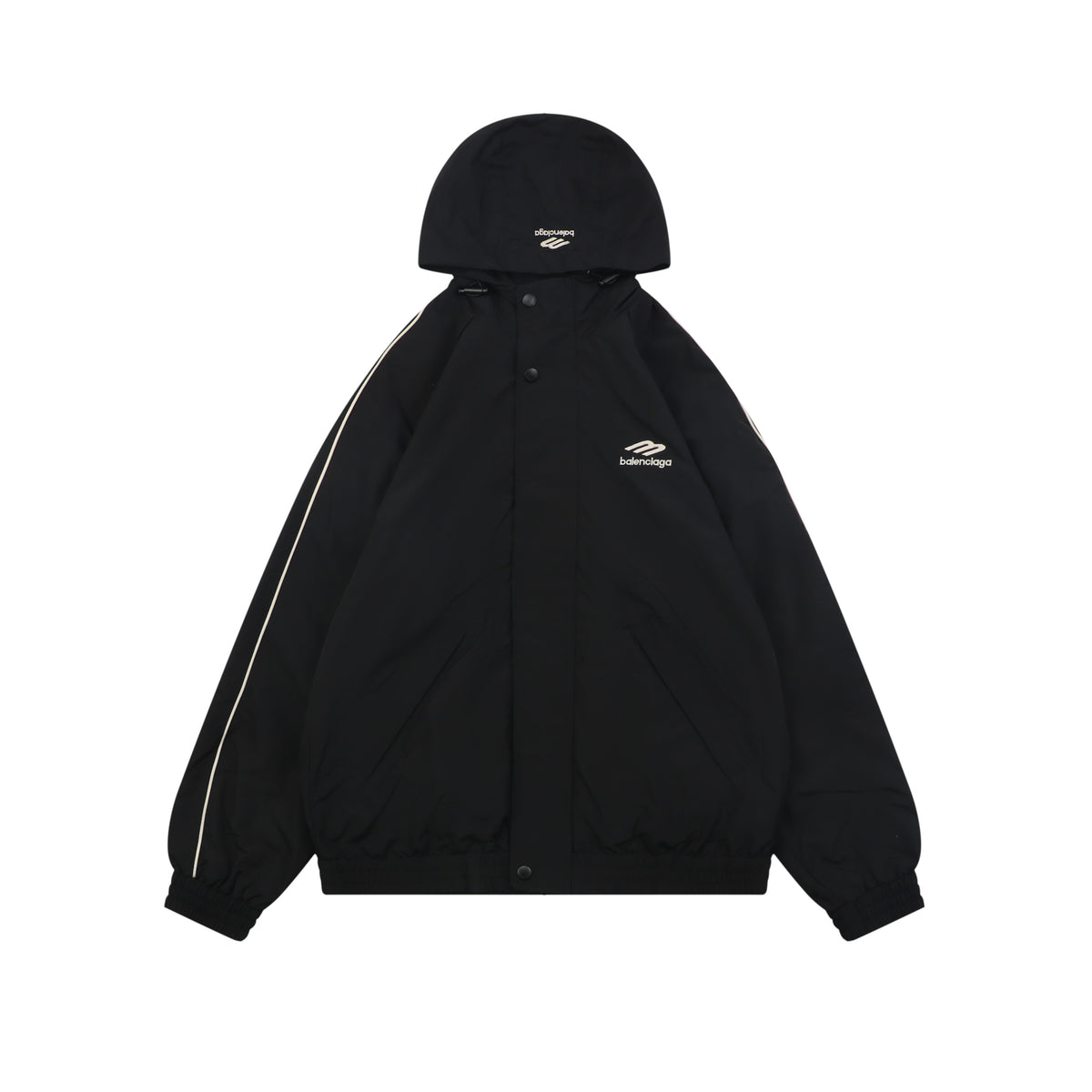 Balenciaga Black Right-Chest 3B Logo Embroidered Hooded Jacket