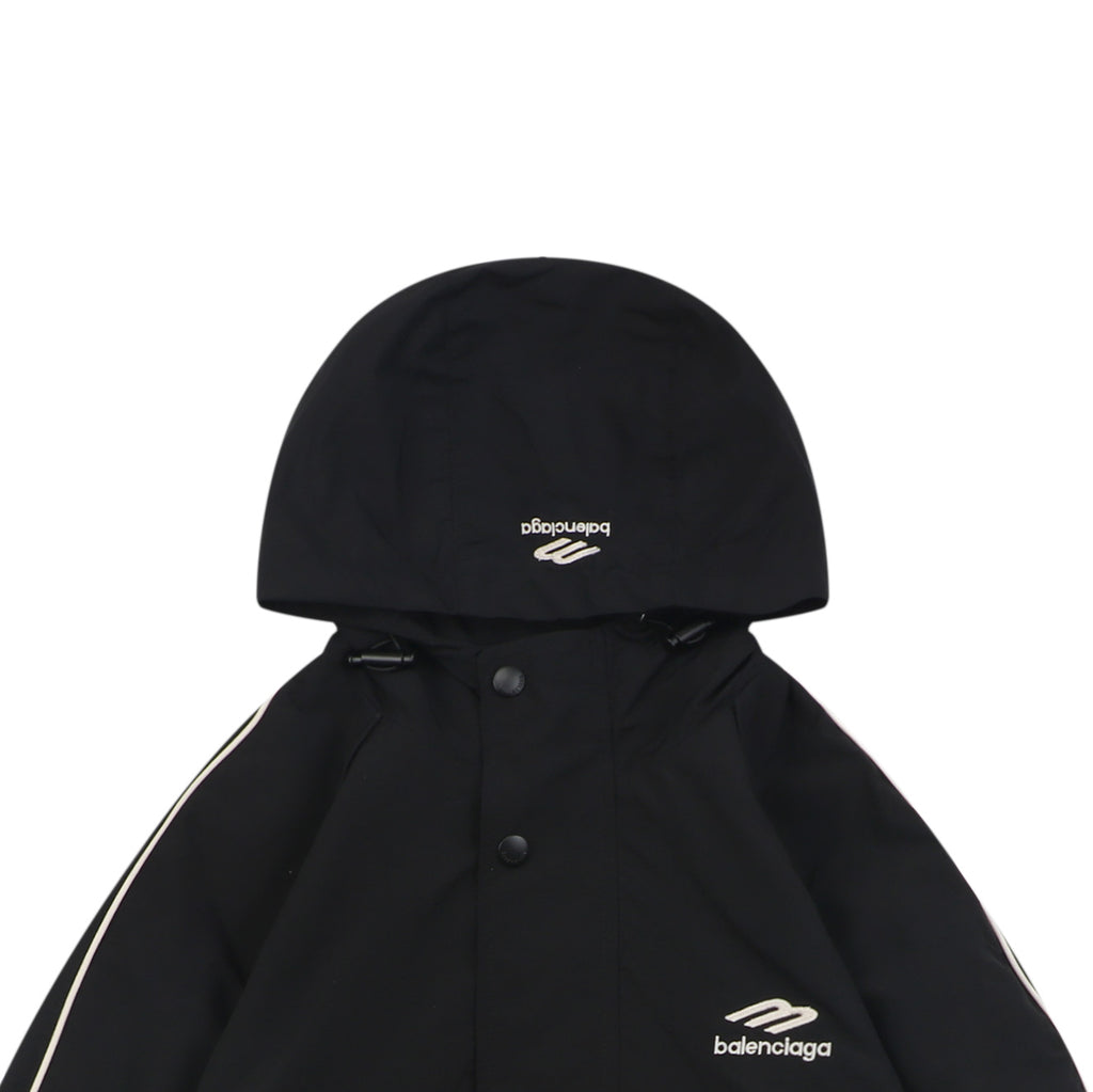 Balenciaga Black Right-Chest 3B Logo Embroidered Hooded Jacket