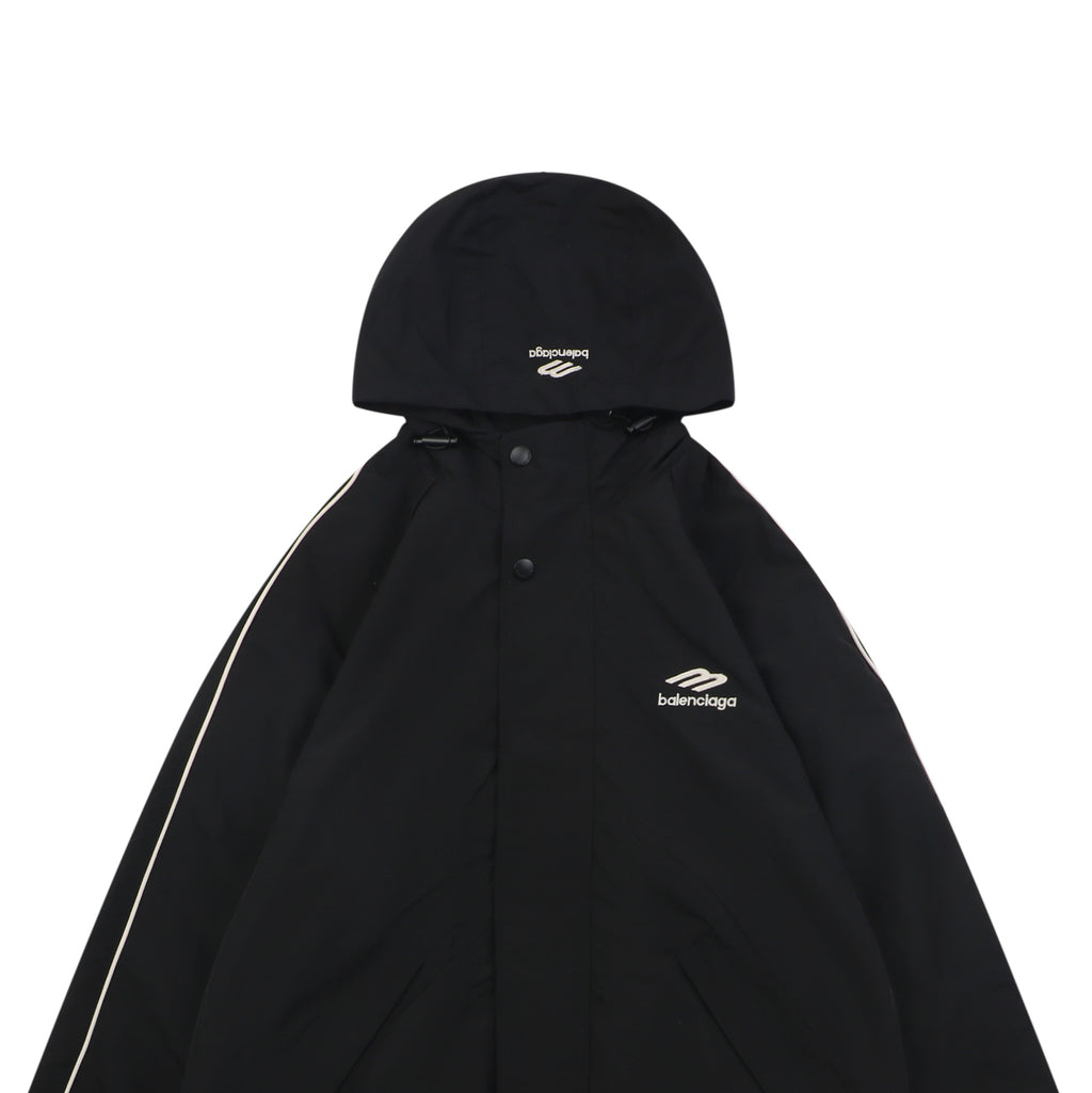 Balenciaga Black Right-Chest 3B Logo Embroidered Hooded Jacket