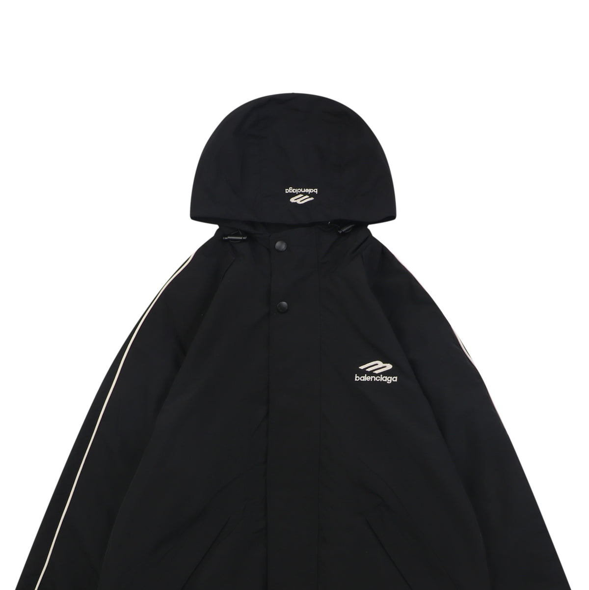 Balenciaga Black Right-Chest 3B Logo Embroidered Hooded Jacket