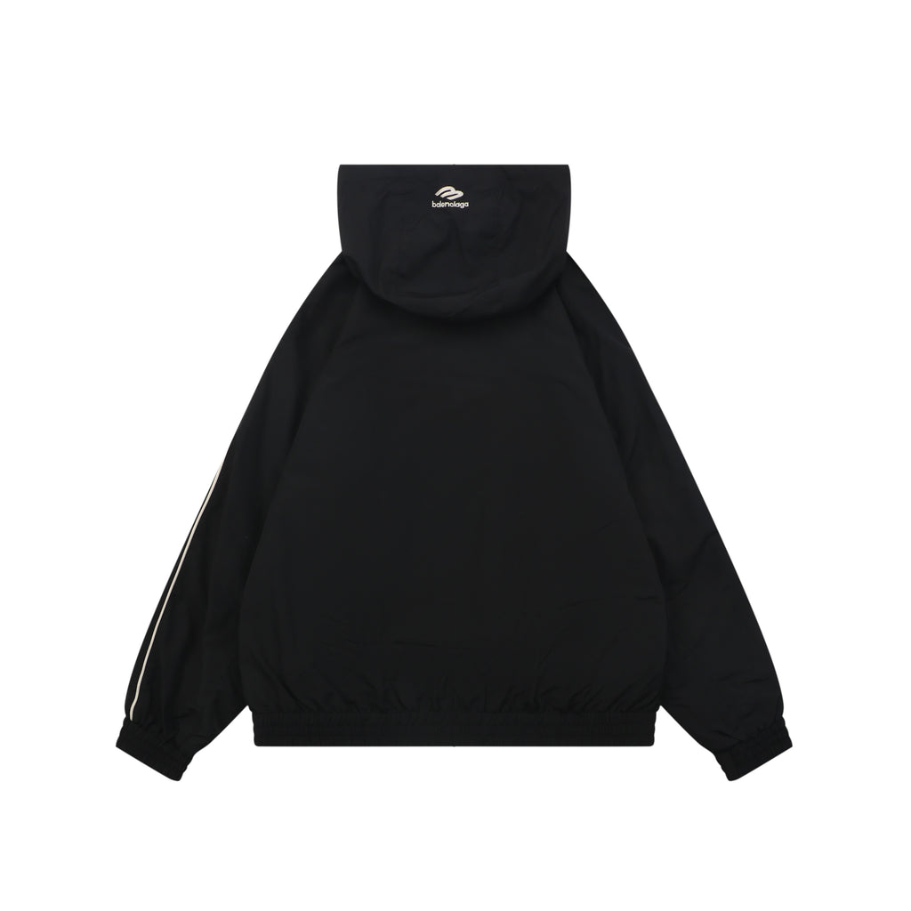 Balenciaga Black Right-Chest 3B Logo Embroidered Hooded Jacket