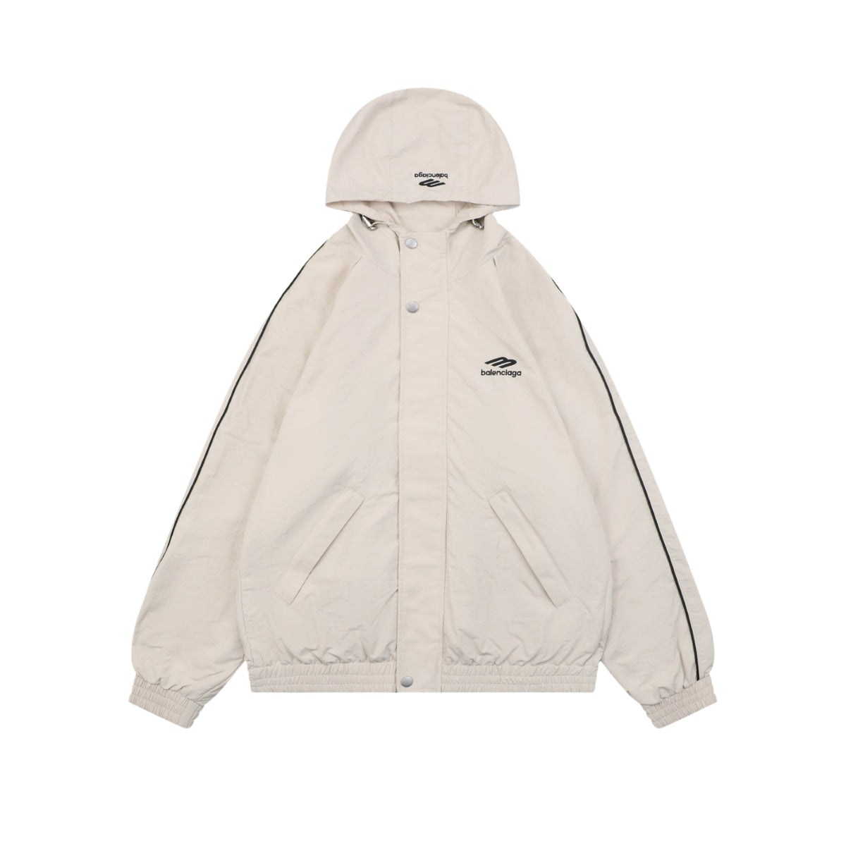 Balenciaga Khaki Right-Chest 3B Logo Embroidered Hooded Jacket